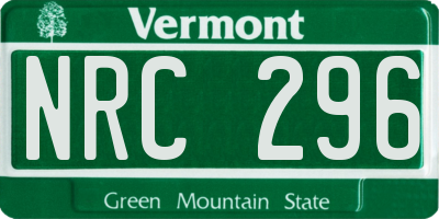 VT license plate NRC296