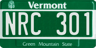 VT license plate NRC301
