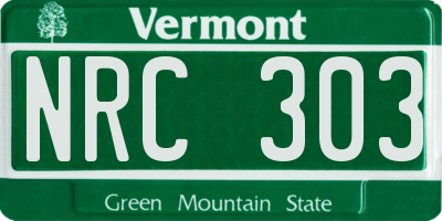 VT license plate NRC303