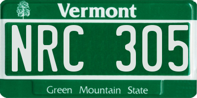 VT license plate NRC305