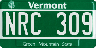 VT license plate NRC309