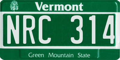 VT license plate NRC314
