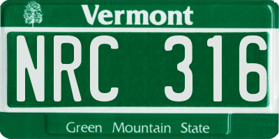 VT license plate NRC316