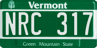 VT license plate NRC317