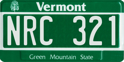 VT license plate NRC321