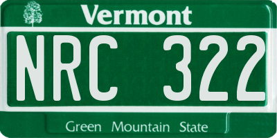VT license plate NRC322