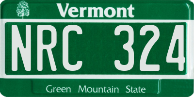 VT license plate NRC324