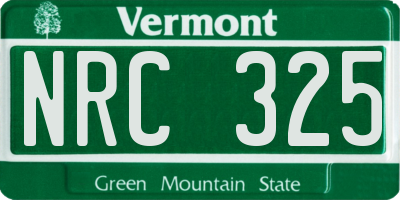 VT license plate NRC325