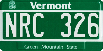 VT license plate NRC326