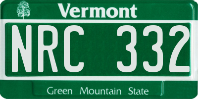 VT license plate NRC332