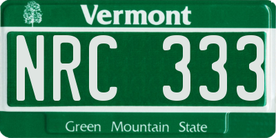 VT license plate NRC333