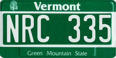 VT license plate NRC335