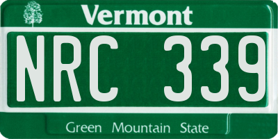 VT license plate NRC339