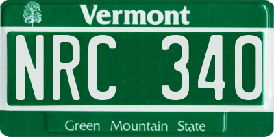VT license plate NRC340