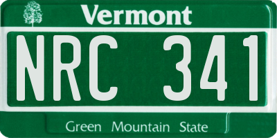 VT license plate NRC341