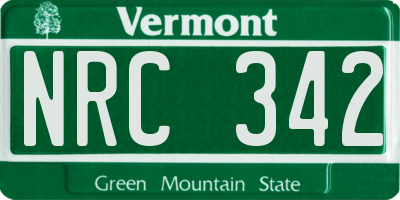 VT license plate NRC342
