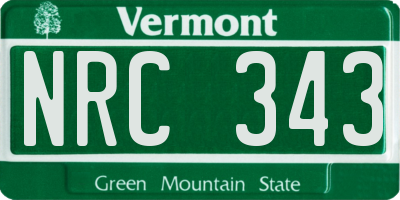 VT license plate NRC343