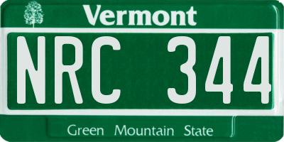 VT license plate NRC344