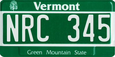 VT license plate NRC345