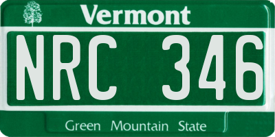 VT license plate NRC346