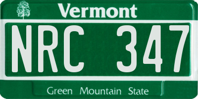VT license plate NRC347