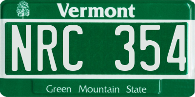 VT license plate NRC354