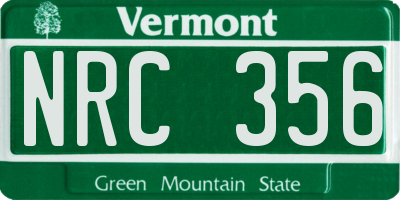 VT license plate NRC356