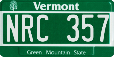 VT license plate NRC357
