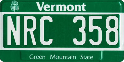 VT license plate NRC358