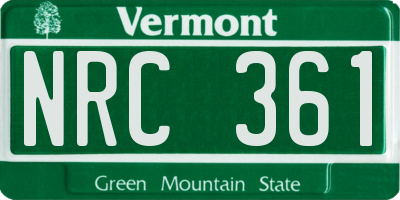 VT license plate NRC361