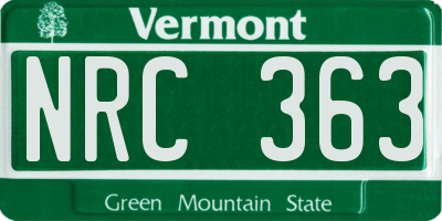 VT license plate NRC363