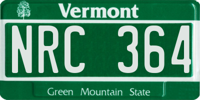 VT license plate NRC364