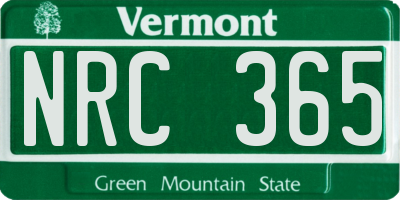 VT license plate NRC365