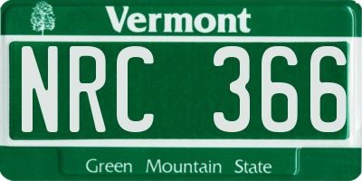 VT license plate NRC366