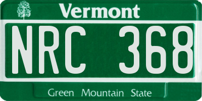 VT license plate NRC368