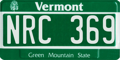 VT license plate NRC369