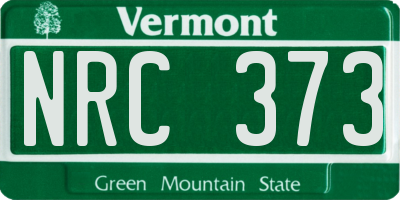 VT license plate NRC373