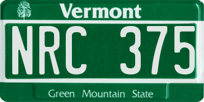 VT license plate NRC375