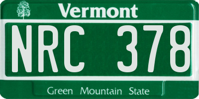 VT license plate NRC378