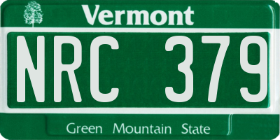 VT license plate NRC379
