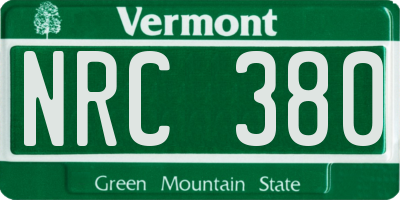 VT license plate NRC380