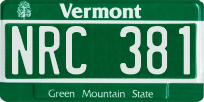 VT license plate NRC381
