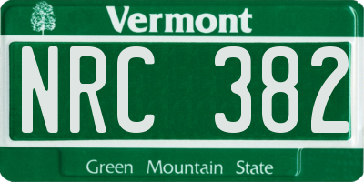 VT license plate NRC382
