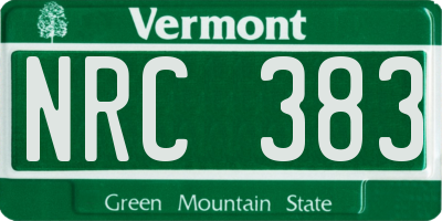 VT license plate NRC383
