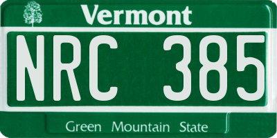 VT license plate NRC385