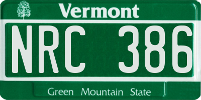 VT license plate NRC386