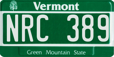 VT license plate NRC389