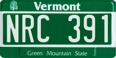 VT license plate NRC391