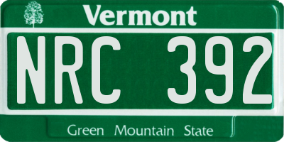 VT license plate NRC392