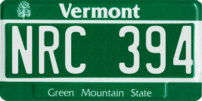 VT license plate NRC394